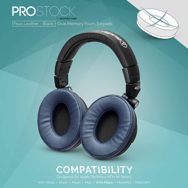 Brainwavz ProStock ATH M50X Upgraded Earpads, Improves Comfort & Style Without Changing The Sound - Ear Pad Designed for ATH-M50X M50BTX M20X M30X M40X Headphones, Vegan Leather (Dark Blue) - Image 5